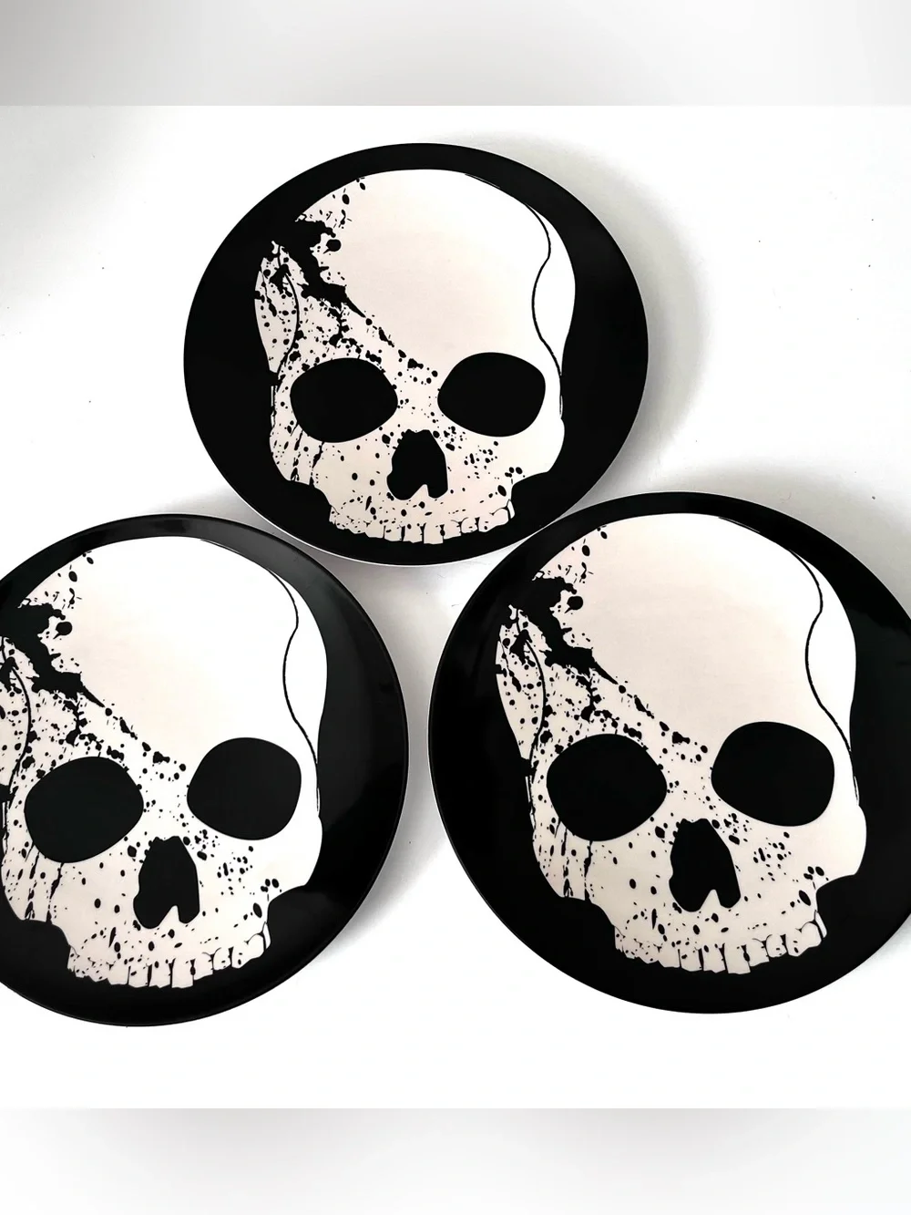 Target Halloween 2011 Collectible Skull Plate Black White Melamine Set of Three